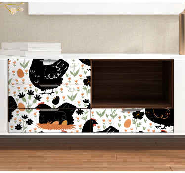 Black and white chickens furniture sticker - TenStickers