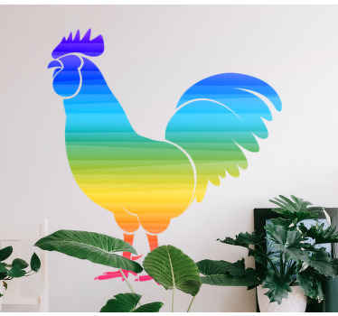 Classic rainbow rooster bird wall sticker - TenStickers
