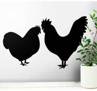 Jednobarevná samolepka na zeď kuřat a kohoutů - TenStickers