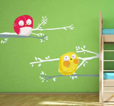 Kids Two Bird Branches Wall Sticker - TenStickers