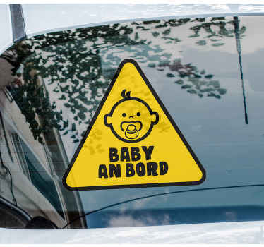Baby on Board Aufkleber Gelbes warnschild mit süßem gesicht - TenStickers