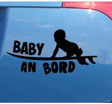 Baby on Board Aufkleber Baby Surfbrett Silhouette - TenStickers
