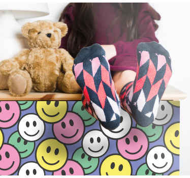 Vinilo para mueble Caras sonrientes de colores pastel - TenVinilo