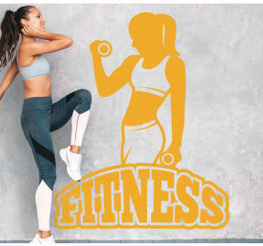 Sticker club fitness femme avec haltères - TenStickers