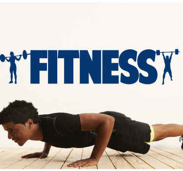 Vinilo Texto de fitness monocolor con - TenVinilo
