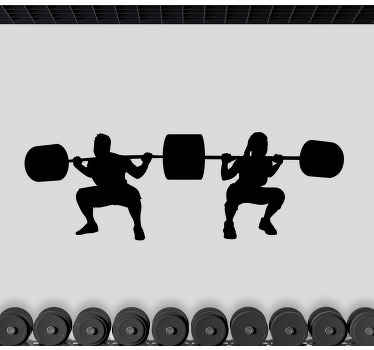 Man and woman silhouette with dumbbells  sticker - TenStickers