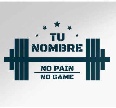 No pain no game customize gym name wall sticker - TenStickers