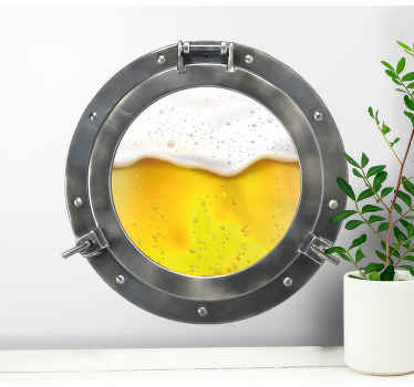 Submarine window with beer inside wall decal - TenStickers