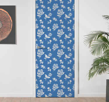 Floral monocolor pattern door sticker - TenStickers