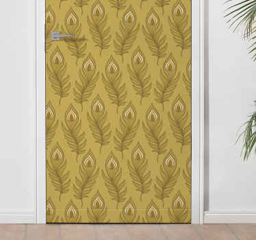 Blue floral turkey  door sticker - TenStickers