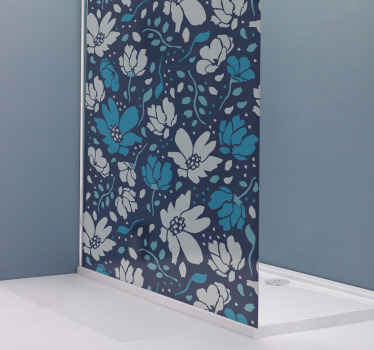 Naklejka na prysznic Białe stokrotki na niebieskim tle - TenStickers