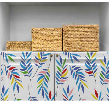 Vinilo para mueble Mosaico multicolor de pequeñas hojas - TenVinilo