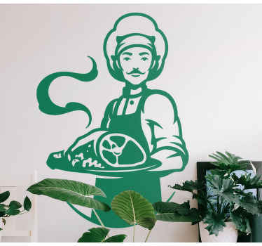 Wandtattoo Chefkoch koch hält platte - TenStickers