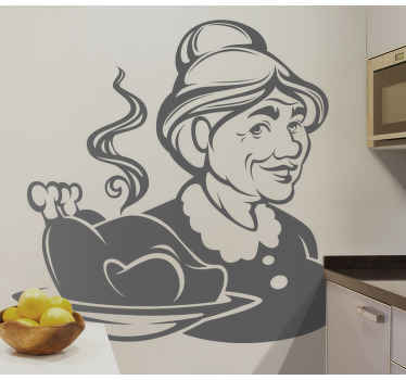 Babička drží nalepený slepý samolepiaci štítok - Tenstickers