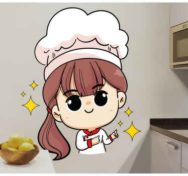 Sticker Mural Conception de chef féminin souriant - TenStickers