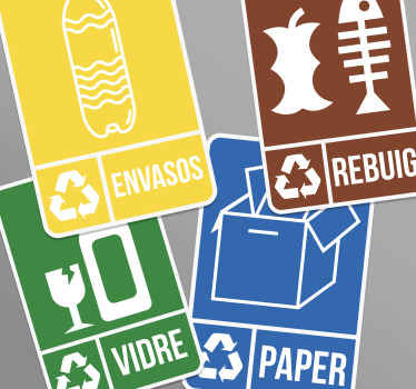 Pegatina reciclaje basura en catalán - TenVinilo