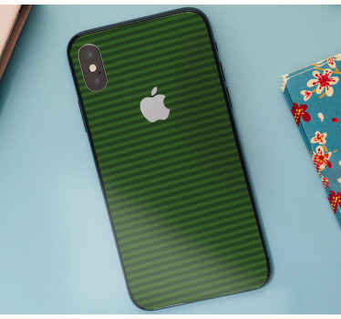 줄무늬 아이폰 데칼이있는 짙은 녹색 - TenStickers