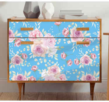 Roses on blue background furniture decal - TenStickers