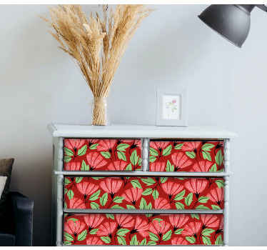 Vintage red pattern furniture sticker - TenStickers