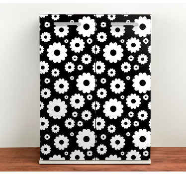 Svart bakgrunn med hvite tusenfryd klistremerke møbler - Tenstickers