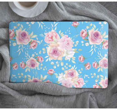 Autocolante para PC Rosas em fundo azul - TenStickers