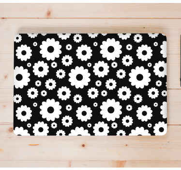 Autocolante para PC Fundo preto com margaridas brancas - TenStickers