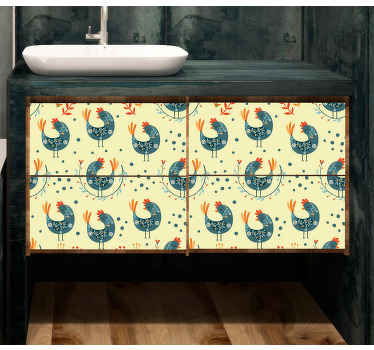 Naklejka na meble Wzór z kurczaka w stylu vintage - TenStickers