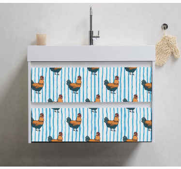 Stripped pattern with chickens furniture decal - TenStickers
