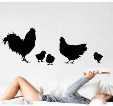 Wandsticker Bauernhof Hahn Familie - TenStickers