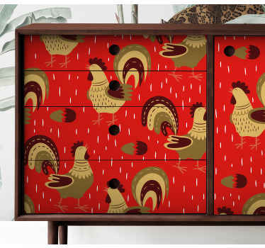 Chinese rooster pattern furniture decal - TenStickers