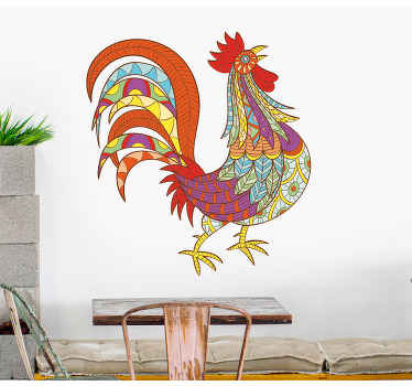 αυτοκόλλητο με λαϊκό κόκορα αγρόκτημα - TenStickers