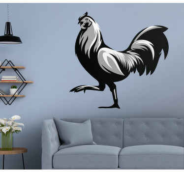 Sticker Animal de la Ferme Coq aux tons gris - TenStickers