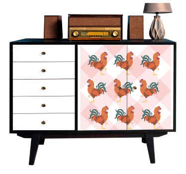 Tablecloth pattern roosters furniture decal - TenStickers