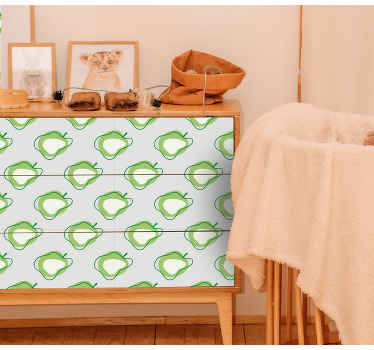 Grønne moderne epler doodle mønster klistremerke møbler - Tenstickers
