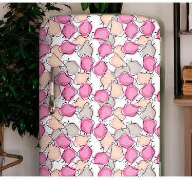 Vinilo para nevera Patrón con frutas rosadas - TenVinilo