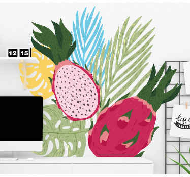 összetétele sárkány gyümölcs trópusi levelek matrica - TenStickers