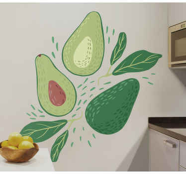 Vinilo cocina Composición aguacate y hojas - TenVinilo