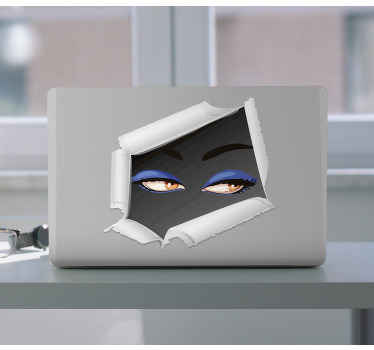 Dizüstü bilgisayar derileri bakan gerçekçi kadın gözleri - TenStickers