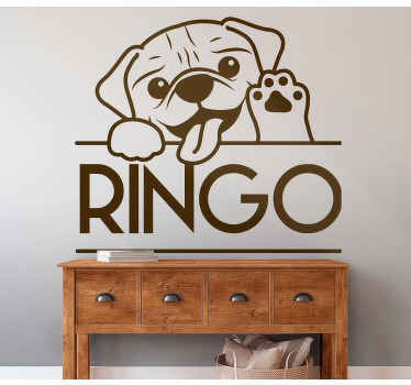 Naklejka na ścianę koty Monokolorowy ładny pies zerkający - TenStickers