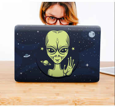 Autocolante para PC Bebê fofo alienígena espiando - TenStickers