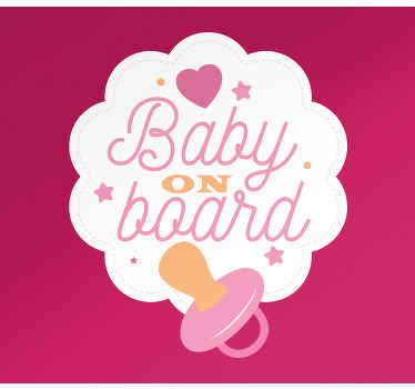 White cloud with pacifier baby on board sticker - TenStickers