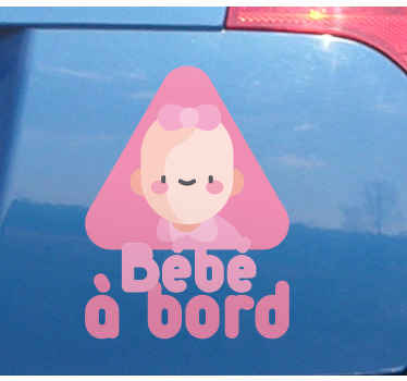Smiling baby girl baby on board decal - TenStickers