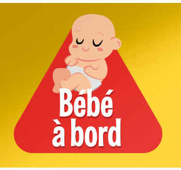 Sticker Bébé à Bord Bébé heureux en couche - TenStickers