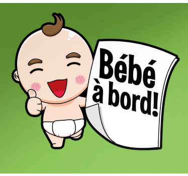 Sticker Bébé à Bord Bébé tenant une ardoise - TenStickers