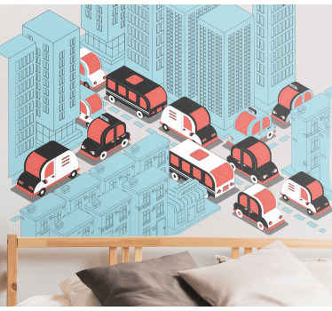 Traffic Scene Illustration vehicle sticker - TenStickers