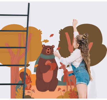 Happy animals in autumn forest vinyl decal - TenStickers