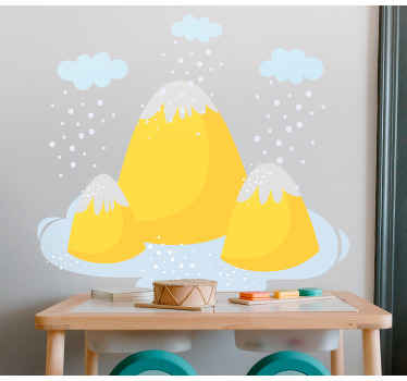 Sticker Montagnes jaunes avec pluie - TenStickers