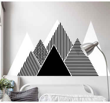 Black and white stripy mountain vinyl sticker - TenStickers