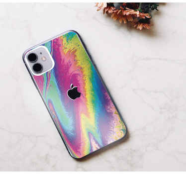 Marble rainbow iPhone vinyl sticker - TenStickers