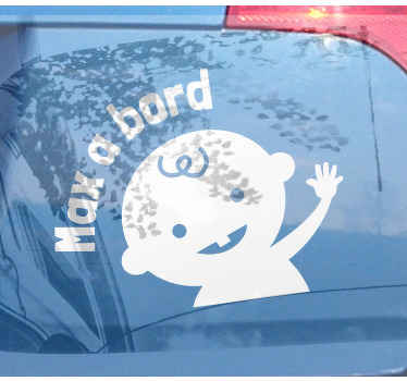 Baby on Board Aufkleber Einfarbig winkendes baby mit Namen - TenStickers